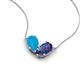 5 - Zemi 0.95 ctw Pear Shape Turquoise and Iolite (7x5 mm) Toi Et Moi Pendant Necklace 