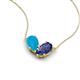 5 - Zemi 0.95 ctw Pear Shape Turquoise and Iolite (7x5 mm) Toi Et Moi Pendant Necklace 