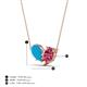 4 - Zemi 1.05 ctw Pear Shape Turquoise and Pink Tourmaline (7x5 mm) Toi Et Moi Pendant Necklace 