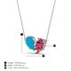 4 - Zemi 1.05 ctw Pear Shape Turquoise and Pink Tourmaline (7x5 mm) Toi Et Moi Pendant Necklace 