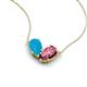5 - Zemi 1.05 ctw Pear Shape Turquoise and Pink Tourmaline (7x5 mm) Toi Et Moi Pendant Necklace 