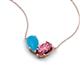 5 - Zemi 1.05 ctw Pear Shape Turquoise and Pink Tourmaline (7x5 mm) Toi Et Moi Pendant Necklace 