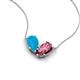 5 - Zemi 1.05 ctw Pear Shape Turquoise and Pink Tourmaline (7x5 mm) Toi Et Moi Pendant Necklace 