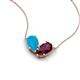 5 - Zemi 1.25 ctw Pear Shape Turquoise and Rhodolite Garnet (7x5 mm) Toi Et Moi Pendant Necklace 