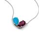 5 - Zemi 1.25 ctw Pear Shape Turquoise and Rhodolite Garnet (7x5 mm) Toi Et Moi Pendant Necklace 