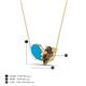 4 - Zemi 1.00 ctw Pear Shape Turquoise and Smoky Quartz (7x5 mm) Toi Et Moi Pendant Necklace 