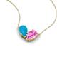 5 - Zemi 1.25 ctw Pear Shape Turquoise and Lab Grown Pink Sapphire (7x5 mm) Toi Et Moi Pendant Necklace 