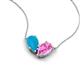 5 - Zemi 1.25 ctw Pear Shape Turquoise and Lab Grown Pink Sapphire (7x5 mm) Toi Et Moi Pendant Necklace 