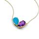 5 - Zemi 1.00 ctw Pear Shape Turquoise and Amethyst (7x5 mm) Toi Et Moi Pendant Necklace 