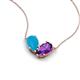 5 - Zemi 1.00 ctw Pear Shape Turquoise and Amethyst (7x5 mm) Toi Et Moi Pendant Necklace 