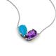 5 - Zemi 1.00 ctw Pear Shape Turquoise and Amethyst (7x5 mm) Toi Et Moi Pendant Necklace 