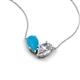 5 - Zemi 1.20 ctw Pear Shape Turquoise and Moissanite (7x5 mm) Toi Et Moi Pendant Necklace 