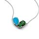 5 - Zemi 1.15 ctw Pear Shape Turquoise and Lab Grown Emerald (7x5 mm) Toi Et Moi Pendant Necklace 
