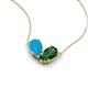 5 - Zemi 1.15 ctw Pear Shape Turquoise and Lab Grown Emerald (7x5 mm) Toi Et Moi Pendant Necklace 