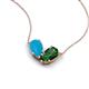 5 - Zemi 1.15 ctw Pear Shape Turquoise and Lab Grown Emerald (7x5 mm) Toi Et Moi Pendant Necklace 