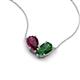 5 - Zemi 1.70 ctw Pear Shape Rhodolite Garnet and Lab Grown Emerald (7x5 mm) Toi Et Moi Pendant Necklace 