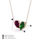 4 - Zemi 1.70 ctw Pear Shape Rhodolite Garnet and Lab Grown Emerald (7x5 mm) Toi Et Moi Pendant Necklace 
