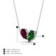 4 - Zemi 1.70 ctw Pear Shape Rhodolite Garnet and Lab Grown Emerald (7x5 mm) Toi Et Moi Pendant Necklace 
