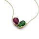 5 - Zemi 1.70 ctw Pear Shape Rhodolite Garnet and Lab Grown Emerald (7x5 mm) Toi Et Moi Pendant Necklace 