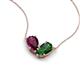 5 - Zemi 1.70 ctw Pear Shape Rhodolite Garnet and Lab Grown Emerald (7x5 mm) Toi Et Moi Pendant Necklace 