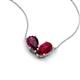 5 - Zemi 1.85 ctw Pear Shape Rhodolite Garnet and Lab Grown Ruby (7x5 mm) Toi Et Moi Pendant Necklace 