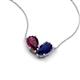 5 - Zemi 1.80 ctw Pear Shape Rhodolite Garnet and Lab Grown Blue Sapphire (7x5 mm) Toi Et Moi Pendant Necklace 
