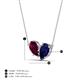 4 - Zemi 1.80 ctw Pear Shape Rhodolite Garnet and Lab Grown Blue Sapphire (7x5 mm) Toi Et Moi Pendant Necklace 