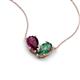 5 - Zemi 1.76 ctw Pear Shape Rhodolite Garnet and Created Alexandrite (7x5 mm) Toi Et Moi Pendant Necklace 