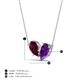 4 - Zemi 1.55 ctw Pear Shape Rhodolite Garnet and Amethyst (7x5 mm) Toi Et Moi Pendant Necklace 