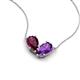 5 - Zemi 1.55 ctw Pear Shape Rhodolite Garnet and Amethyst (7x5 mm) Toi Et Moi Pendant Necklace 