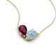 5 - Zemi 1.50 ctw Pear Shape Rhodolite Garnet and Aquamarine (7x5 mm) Toi Et Moi Pendant Necklace 