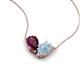 5 - Zemi 1.50 ctw Pear Shape Rhodolite Garnet and Aquamarine (7x5 mm) Toi Et Moi Pendant Necklace 