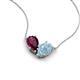 5 - Zemi 1.50 ctw Pear Shape Rhodolite Garnet and Aquamarine (7x5 mm) Toi Et Moi Pendant Necklace 