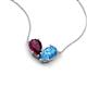 5 - Zemi 1.75 ctw Pear Shape Rhodolite Garnet and Blue Topaz (7x5 mm) Toi Et Moi Pendant Necklace 