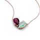 5 - Zemi 1.25 ctw Pear Shape Rhodolite Garnet and Opal (7x5 mm) Toi Et Moi Pendant Necklace 