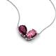5 - Zemi 1.60 ctw Pear Shape Rhodolite Garnet and Pink Tourmaline (7x5 mm) Toi Et Moi Pendant Necklace 