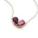 5 - Zemi 1.60 ctw Pear Shape Rhodolite Garnet and Pink Tourmaline (7x5 mm) Toi Et Moi Pendant Necklace 