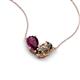 5 - Zemi 1.55 ctw Pear Shape Rhodolite Garnet and Smoky Quartz (7x5 mm) Toi Et Moi Pendant Necklace 