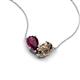 5 - Zemi 1.55 ctw Pear Shape Rhodolite Garnet and Smoky Quartz (7x5 mm) Toi Et Moi Pendant Necklace 