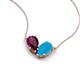 5 - Zemi 1.25 ctw Pear Shape Rhodolite Garnet and Turquoise (7x5 mm) Toi Et Moi Pendant Necklace 