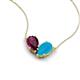 5 - Zemi 1.25 ctw Pear Shape Rhodolite Garnet and Turquoise (7x5 mm) Toi Et Moi Pendant Necklace 