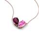 5 - Zemi 1.80 ctw Pear Shape Rhodolite Garnet and Lab Grown Pink Sapphire (7x5 mm) Toi Et Moi Pendant Necklace 