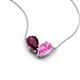 5 - Zemi 1.80 ctw Pear Shape Rhodolite Garnet and Lab Grown Pink Sapphire (7x5 mm) Toi Et Moi Pendant Necklace 