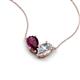5 - Zemi 2.20 ctw Pear Shape Rhodolite Garnet and Lab Grown Diamond (7x5 mm) Toi Et Moi Pendant Necklace 