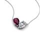 5 - Zemi 2.20 ctw Pear Shape Rhodolite Garnet and Lab Grown Diamond (7x5 mm) Toi Et Moi Pendant Necklace 