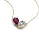 5 - Zemi 1.70 ctw Pear Shape Rhodolite Garnet and Natural Diamond (7x5 mm) Toi Et Moi Pendant Necklace 