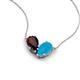 5 - Zemi 1.25 ctw Pear Shape Red Garnet and Turquoise (7x5 mm) Toi Et Moi Pendant Necklace 