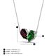 4 - Zemi 1.70 ctw Pear Shape Red Garnet and Lab Grown Emerald (7x5 mm) Toi Et Moi Pendant Necklace 