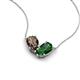 5 - Zemi 1.45 ctw Pear Shape Smoky Quartz and Lab Grown Emerald (7x5 mm) Toi Et Moi Pendant Necklace 