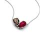 5 - Zemi 1.60 ctw Pear Shape Smoky Quartz and Lab Grown Ruby (7x5 mm) Toi Et Moi Pendant Necklace 